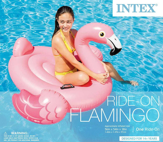 Intex Kid's Inflatable Ride On Flamingo with Handles Pink 142x137cm