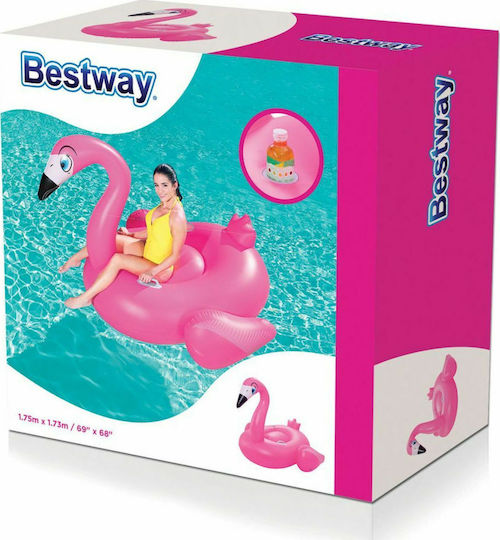 Bestway Φουσκωτό Ride On Θαλάσσης Flamingo με Χειρολαβές Ροζ 173x170cm