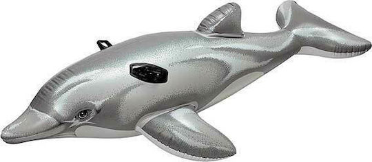 Intex Dolphin Ride On Pentru Copii Saltea Gonflabilă Ride On De Plajă Cu Mânere Gri 175x66cm