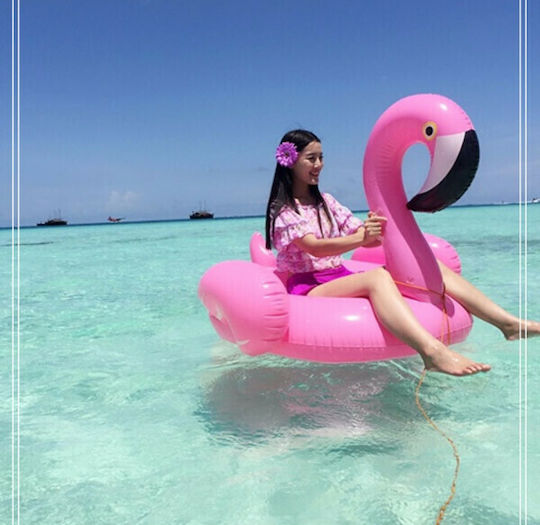 Φουσκωτό Ride On Θαλάσσης Flamingo με Χειρολαβές Ροζ 200x200cm