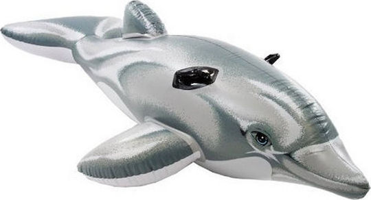 Intex Dolphin Ride On Pentru Copii Saltea Gonflabilă Ride On De Plajă Cu Mânere Gri 175x66cm