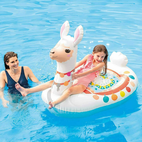 Intex Cute Llama Παιδικό Φουσκωτό Ride On Θαλάσσης με Χειρολαβές Λευκό 135x112cm