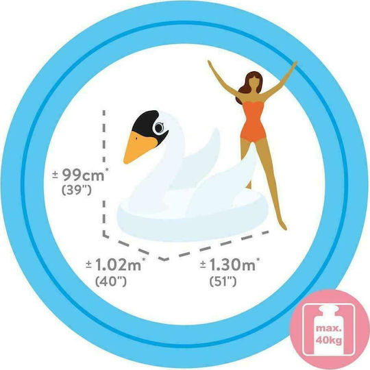 Intex Swan Ride On Kid's Inflatable Pool Ride On Swan with Handles White 130x102cm