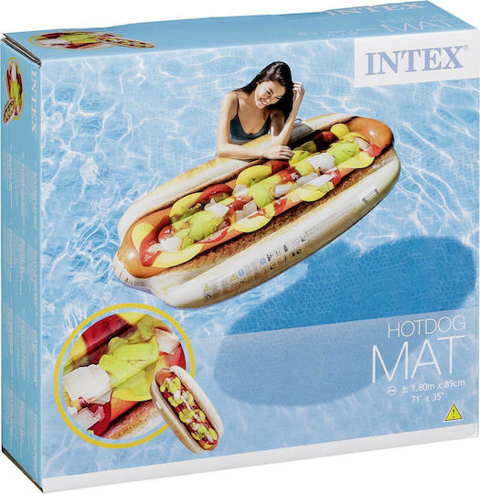Intex Hotdog Mat Φουσκωτό Στρώμα Θαλάσσης με Χειρολαβές 180cm