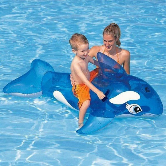 Intex Kinder-Equipment Ride On Wal Kinder-Equipment aufblasbares Tier mit Griffen Hellblau 152x114cm