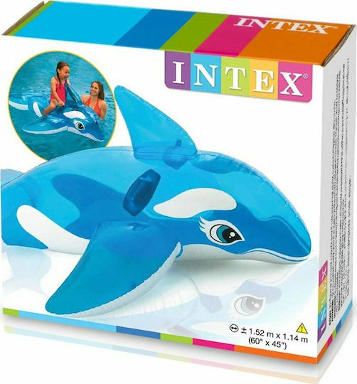 Intex Kinder-Equipment Ride On Wal Kinder-Equipment aufblasbares Tier mit Griffen Hellblau 152x114cm