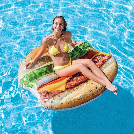 Intex Hamburger Island Inflatable Sea Mattress with Handles 145x142cm