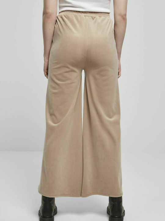 Sweatpants Wide Velvet Beige