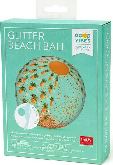 Legami Milano Pineapple Glitter Aufblasbarer Strandball in Weiß Farbe 40 cm
