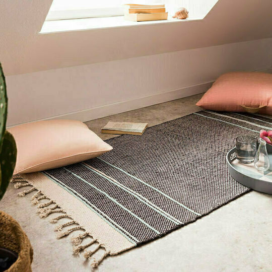 Gofis Home Aladdin Teppich Rechteckig Synthetisch,Polyester/Cotton/Leather mit Fransen Black/Silver 704/14