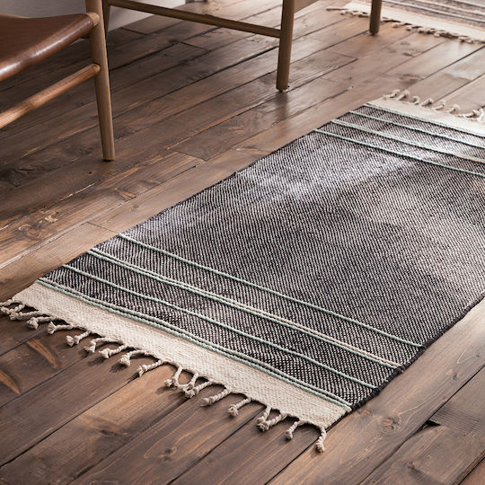 Gofis Home Aladdin Teppich Rechteckig Synthetisch,Polyester/Cotton/Leather mit Fransen Black/Silver 704/14