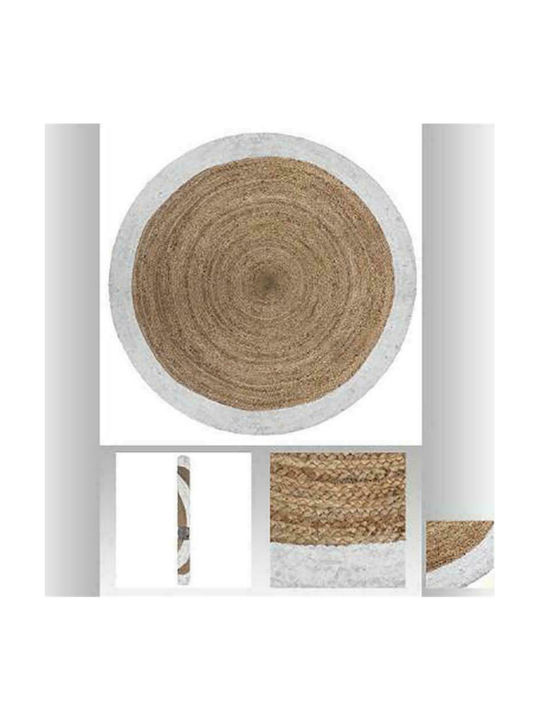 Atmosphera Rug Round Summer from Jute Beige White Reli