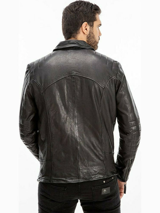 Stark Herren Winter Jacke Leder Schwarz
