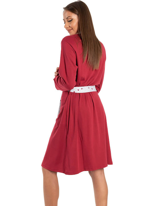 Rachel Women's Winter Cotton Pajama Robe Burgundy