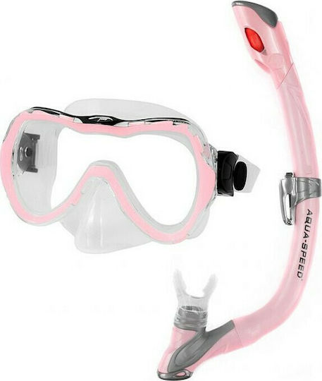 Aquaspeed Enzo + Evo Junior Set Diving Mask with Snorkel Kids Pink