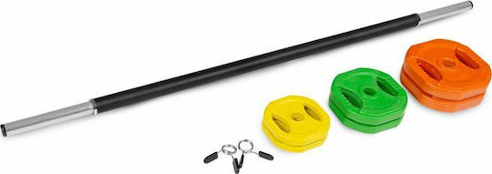 Spokey Omni Body-Pump Μπάρα Φ30mm Σετ με Βάρη 20kg Μήκους 140cm με Κολάρα Μανταλάκια