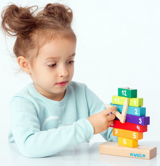 Cubika Блокчета Часовник Дървени за 3-6 години години 10бр