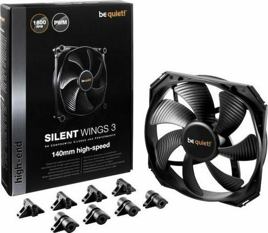 Be Quiet Silent Wings 3 High-Speed Gehäuselüfter 140mm mit Verbindung 4-Pin PWM 1Stück Schwarz