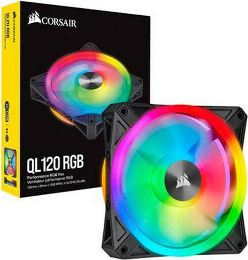 Corsair iCUE QL120 RGB Корпусен вентилатор с връзка 4-изводна ШИМ 1бр Черен