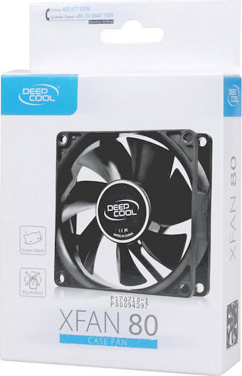 Deepcool XFAN 80 Case Fan (1800rpm / 21.8cfm) Χωρίς Led Φωτισμό και Σύνδεση 4-Pin Molex