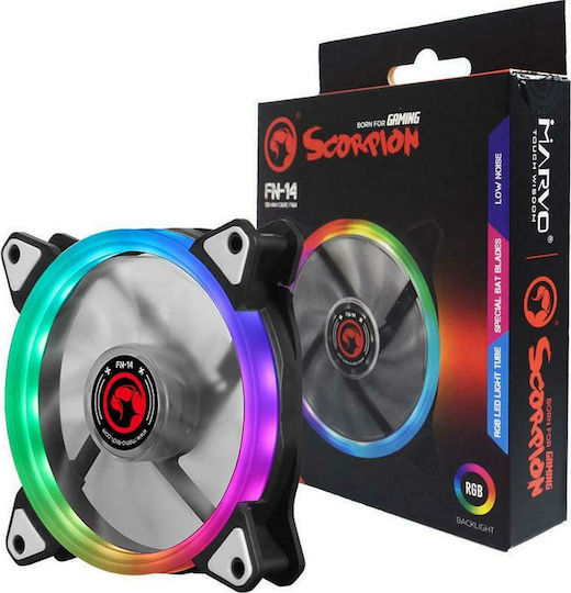 Marvo FN-14 Case Fan 120mm (1100rpm / 30.82cfm) with RGB Lighting and 4-Pin Molex Connection