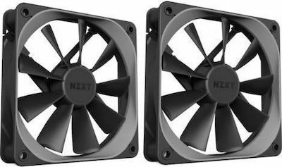 NZXT Aer F140 Gehäuselüfter mit Verbindung 4-Pin PWM 2Stück Schwarz