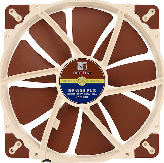 Noctua NF-A20 FLX Case Fan 200mm (800rpm / 86.46cfm) Without LED Lighting And 3-Pin Connection Brown