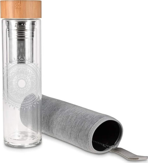 Navaris Glass Water Bottle with Screw Cap Indian Sun Transparent 500ml