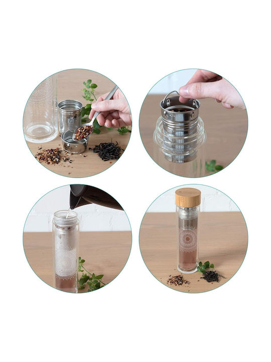 Navaris Glass Water Bottle with Screw Cap Indian Sun Transparent 500ml