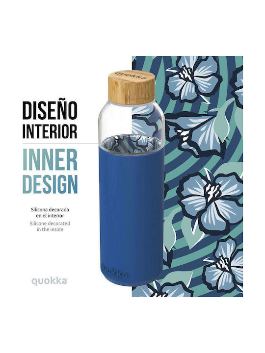 Quokka Eco-friendly Glass Water Bottle with Screw Cap Flow Blue 660ml