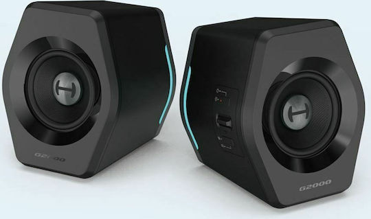 Edifier G2000 RGB Ασύρματα Ηχεία Υπολογιστή 2.0 με RGB Φωτισμό και Bluetooth Ισχύος 32W σε Μαύρο Χρώμα