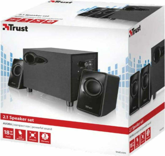 Trust Avora Ηχεία Υπολογιστή 2.1 με Ισχύ 18W σε Μαύρο Χρώμα