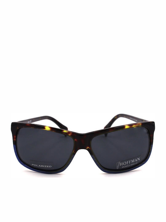 Hoffman Unisex Sunglasses with Brown Tartaruga Plastic Frame and Gray Polarized Lens 8189 C4