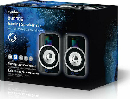 Nedis GSPR20020BK Ηχεία Υπολογιστή 2.0 με RGB Φωτισμό και Ισχύ 30W Μαύρα