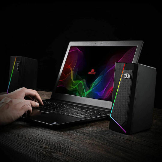 Redragon GS520 Anvil RGB Компютърни тонколони 2.0 с RGB осветление и мощност 10W в Черен цвят