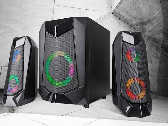 Tracer Hi-Cube RGB 2.1 Wireless Speakers with RGB and Bluetooth 20W Black