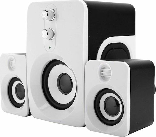 Tele FT-10W Компютърни тонколони 2.1 с мощност 7W в Бял цвят