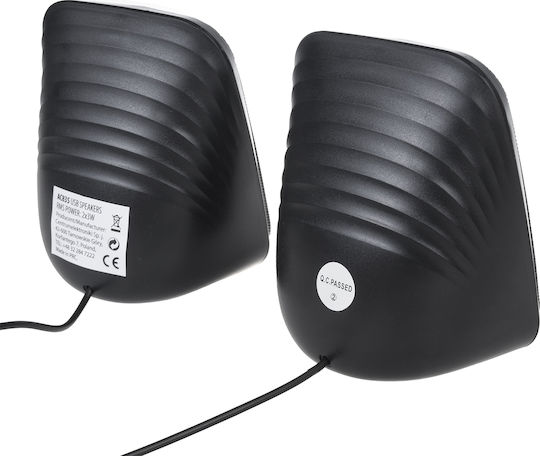 Audiocore AC835B Ηχεία Υπολογιστή 2.0 με Ισχύ 6W Μαύρα