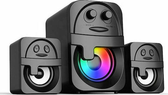 Havit SF112BT Ασύρματα Ηχεία Υπολογιστή 2.1 με Bluetooth και Ισχύ 11W σε Μαύρο Χρώμα