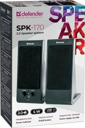 Defender SPK-170 Ηχεία Υπολογιστή 2.0 με Ισχύ 4W Μαύρα