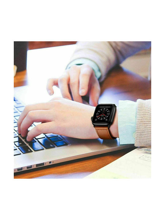 Tech-Protect LeatherFit Armband Leder mit Pin Braun (Apple Watch 44/45/46mm/Ultra 49mm)
