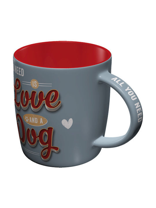 Nostalgic Art PfotenSchild - Love Dog Becher Keramik Gray 330ml