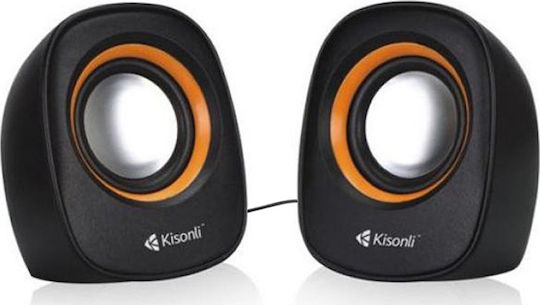 Kisonli V360 Ηχεία Υπολογιστή 2.0 με Ισχύ 3W σε Κόκκινο Χρώμα