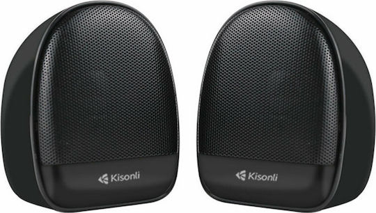 Kisonli KS-08 Ηχεία Υπολογιστή 2.0 με Ισχύ 6W Μαύρα