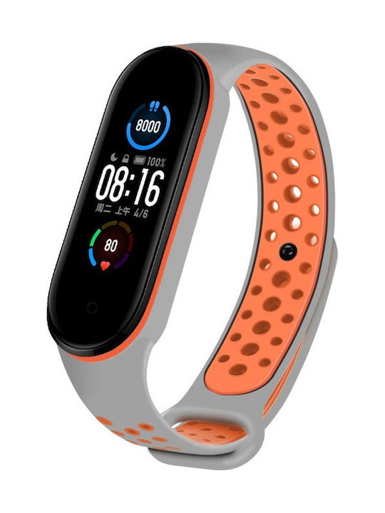 Hurtel Dots Λουράκι Σιλικόνης Gray Orange (Mi Smart Band 5/Mi Smart Band 6)