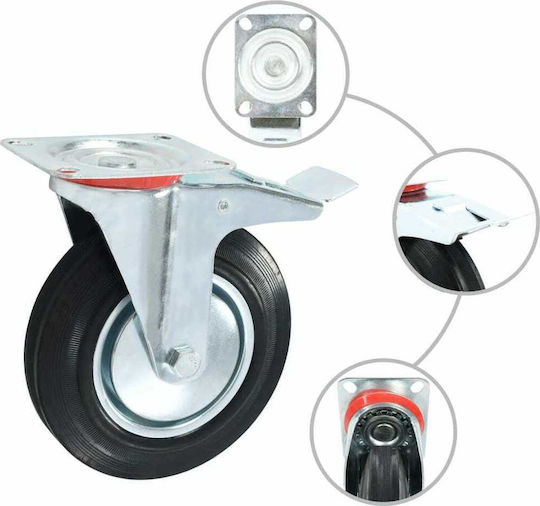 vidaXL 278035 Rotating Wheels from Rubber with Brake 32 Pieces 200mm