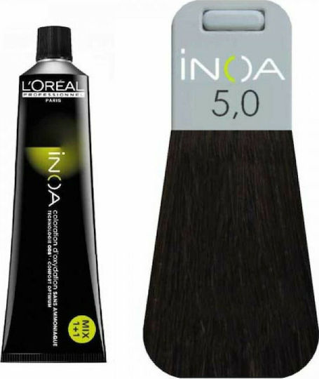 L'Oréal Professionnel Inoa Βαφή Μαλλιών Χωρίς Αμμωνία 5.0 Καστανό Ανοιχτό Βαθύ 60ml