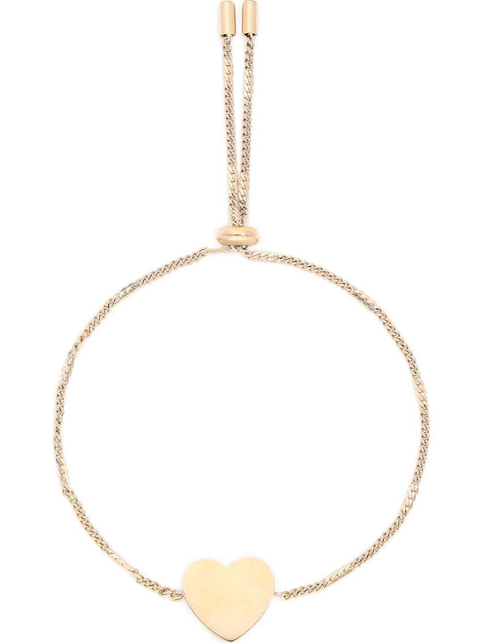 Fossil Lane Heart Women's Bracelet Chain with Heart Design in Gold Plated Stainless Steel 16.5cm