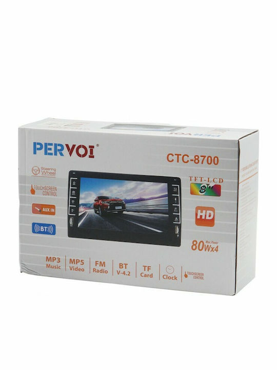 PerVoi Car Audio System 2DIN (Bluetooth/USB/AUX) with Touch Screen 8"