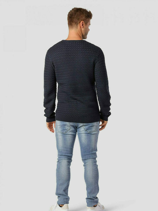 Marcus 21-200146 Men's Long Sleeve Sweater Navy Blue 21-200146-7050